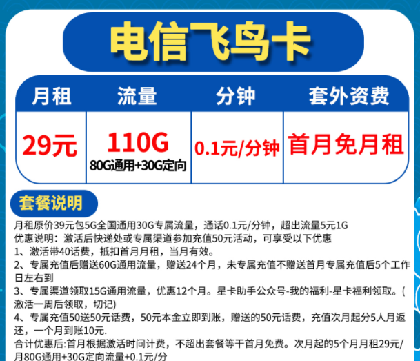 所有的正規(guī)流量卡優(yōu)惠套餐是怎么組成的？電信流量卡5G上網(wǎng)不限速套餐介紹