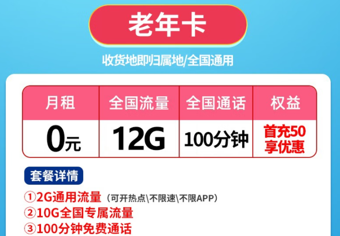 有沒有0月租的流量卡？聯(lián)通老年卡、親情卡0月租有流量包免費通話