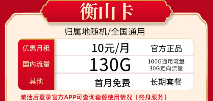 春節(jié)游玩必備流量卡套餐 長期通用最低僅需10元享100G通用流量