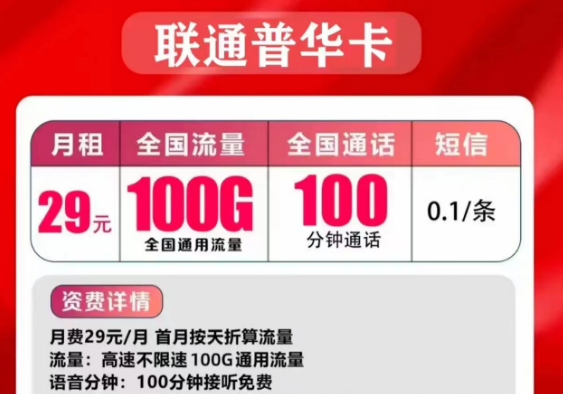 聯(lián)通的流量手機卡好用嗎？聯(lián)通普華卡29元=100G通用流量+100分鐘免費通話