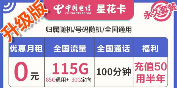 有哪些好用實惠的流量卡套餐？電信星花卡、霜花卡、海興卡|前半年0月租使用