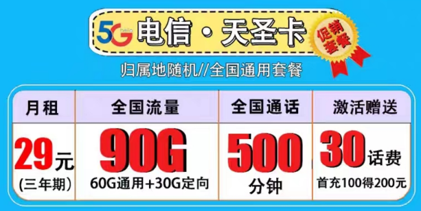 買一張流量卡是必須的嗎？電信29元天圣卡|副卡必備90G全國流量+500分鐘語音